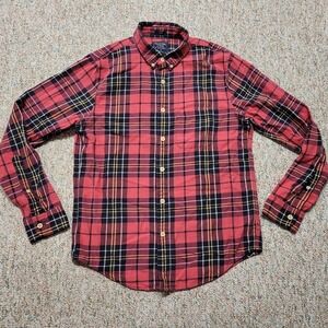 Abercrombie & Fitch Shirt Mens Medium Red Plaid Slim Fit Button Down Long Sleeve